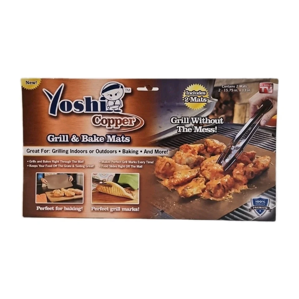 Yoshi Copper Grill & Bake Mats Reusable Nonstick Copper Infused Set of 2 - Image 3 of 4