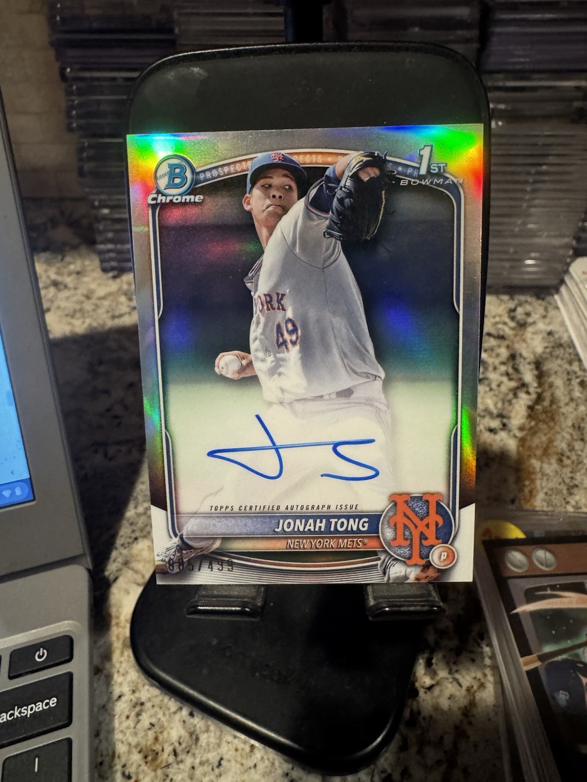 #CPA-JTO Jonah Tong 2025 Bowman /499 Chrome Prospects Auto Refractor Mets 1st