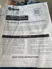 Qmark CWH1000 Series Fan Forced Ceiling Heaters Manual