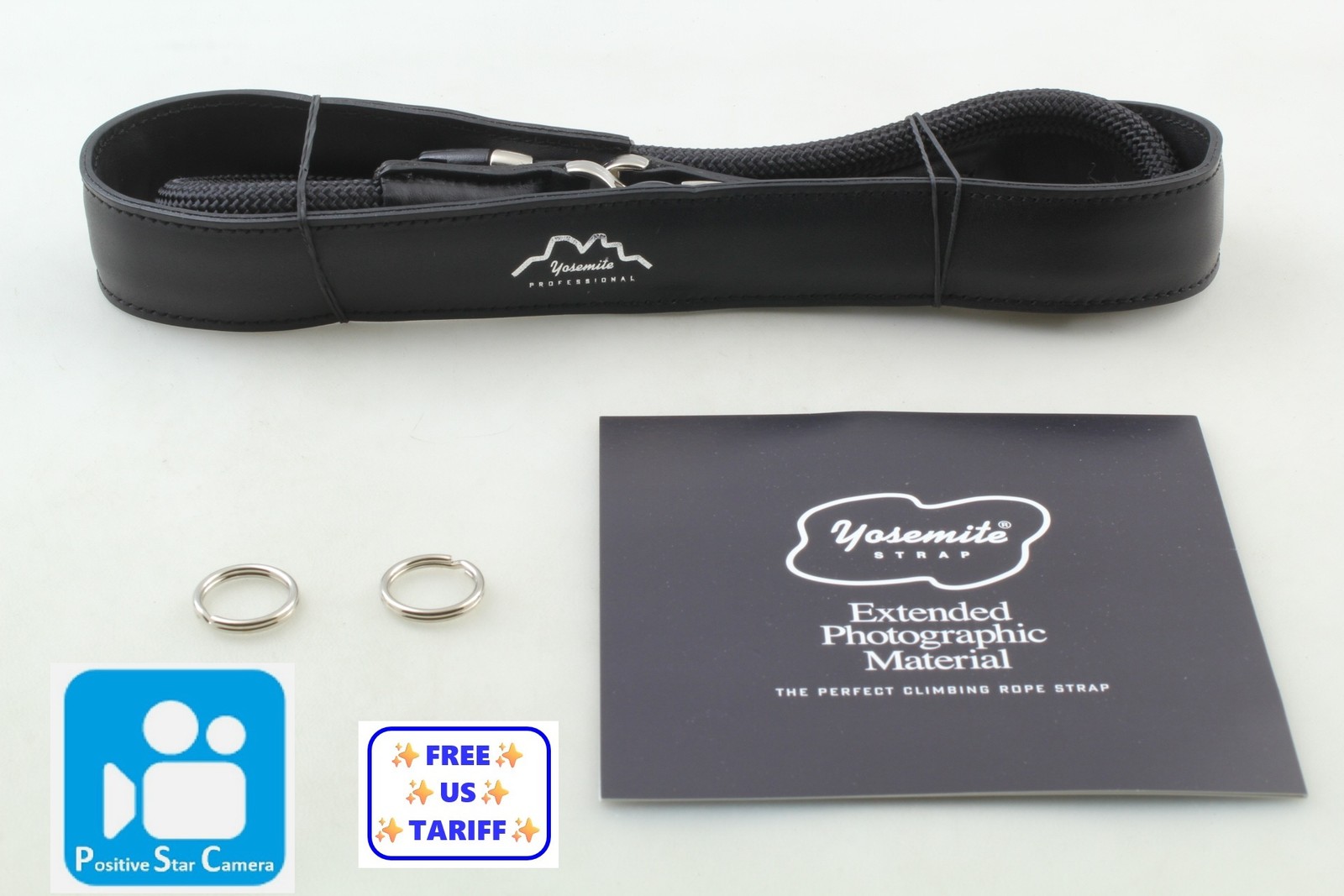 🎦👀🌟Near MINT🌟 Yosemite Camera Srrap Black Leather Climbing Rope From JAPAN