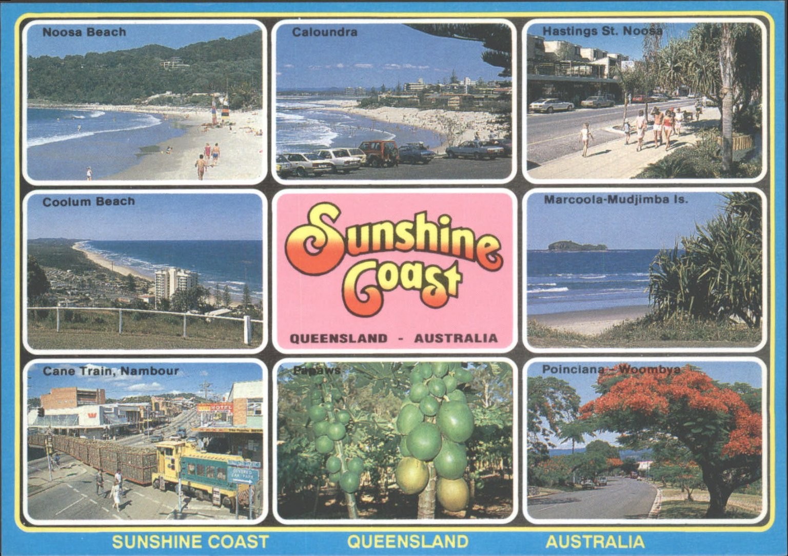Vintage Sunshine Coast Queensland Australia Multi-View Postcard 1994
