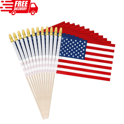 12 Pcs Small American Flags on Stick 6x4 In 4th of July Decorations Mini Pa...