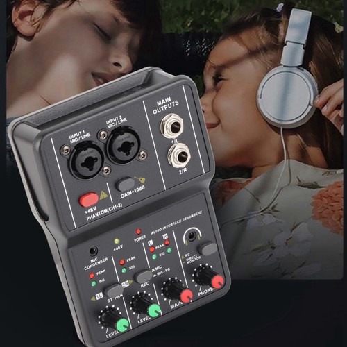 2 Kanäle Audio Mixer Usb 48V Phantom Power Kompakte Sound Mischpult Für Mus CHP - Bild 5 von 24