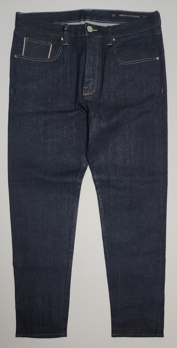 Armani Exchange J24 Tapered Selvedge Denim Jeans Men's 36x30 Blue NEW