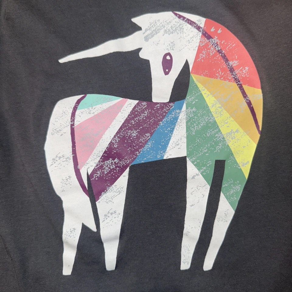 Top de manga larga con temática de unicornio Tea Collection para niñas talla 7 gris oscuro Foto 2 de 4