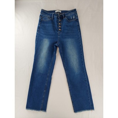 Vervet By Flying Monkey Raw Hem Ankle Crop High Rise Straight Jeans 28