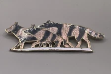 Source Unknown Wolf Pack Brooch Black &Gold