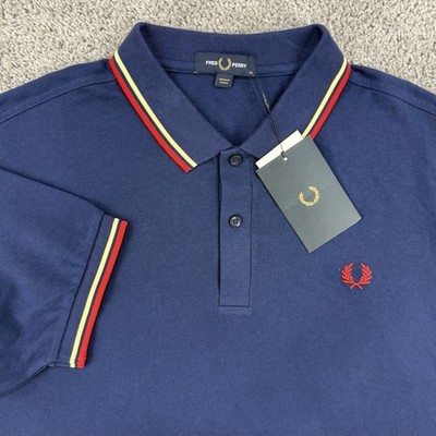 Fred Perry Twin Tipped Polo Men s XL NWT Navy Short Sleeve Shirt Preppy