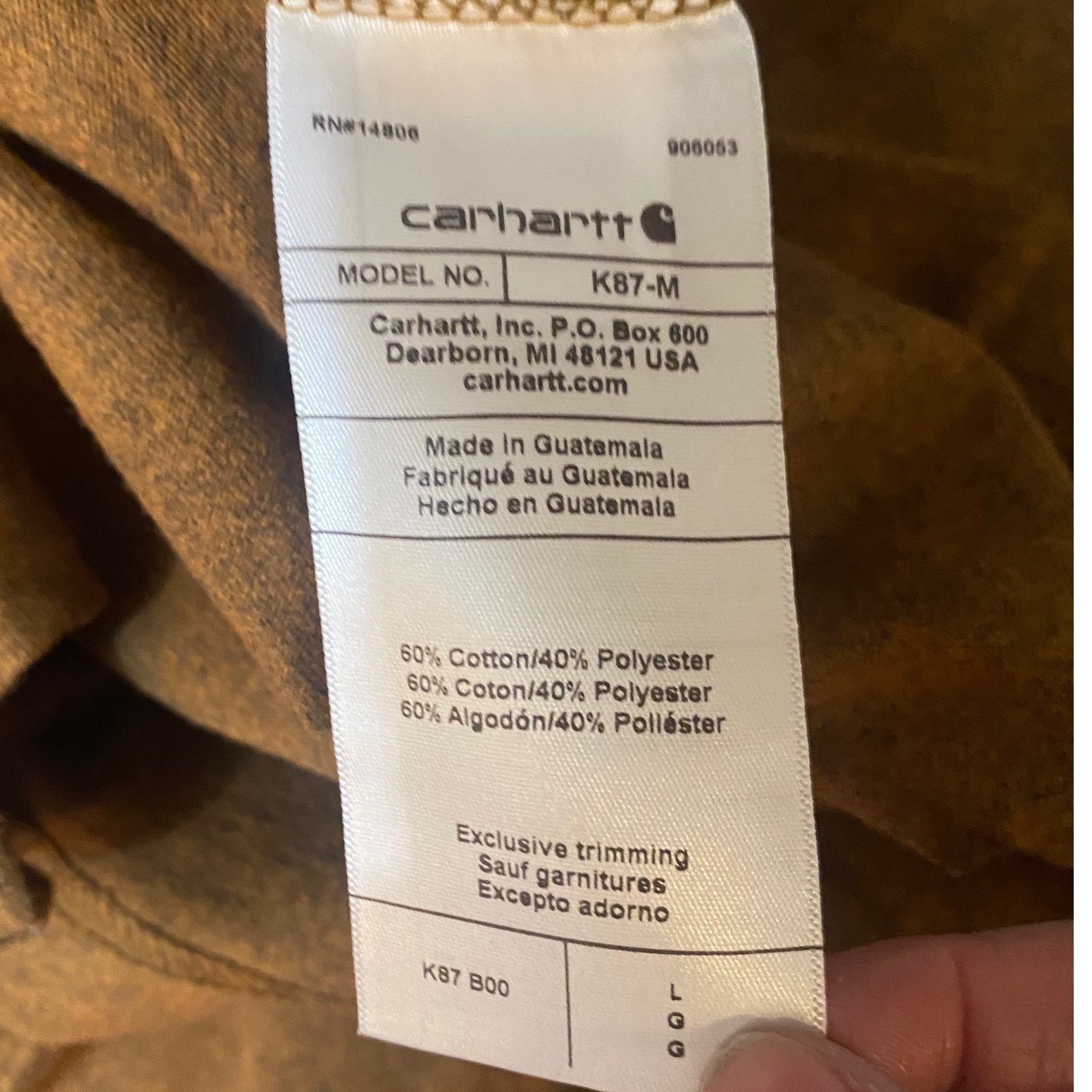 Carhartt Mens K87 Loose Fit Heavyweight Pocket T-Shirt Heather Brown Large NWT thumbnail 9