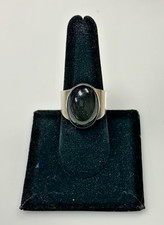 Sterling silver ring with large black onyx adjustable, size: 7.5/16mm - 878553