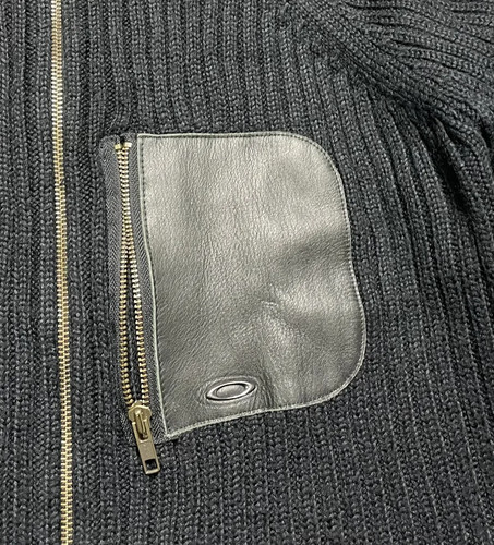 Oakley Full Zip Sweater Jacket Rare Vintage 90s Leather - Picture 4 of 9