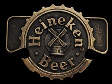 NB27151 COOL VINTAGE 1970s HEINEKEN BEER BELT BUCKLE