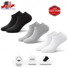 3-12 Pairs Mens Plain Solid Cotton Sports Ankle Athletic Socks Low Cut Size 8-12