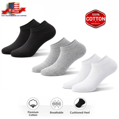 #ad 3 12 Pairs Mens Plain Solid Cotton Sports Ankle Athletic Socks Low Cut Size 8 12 $5.93