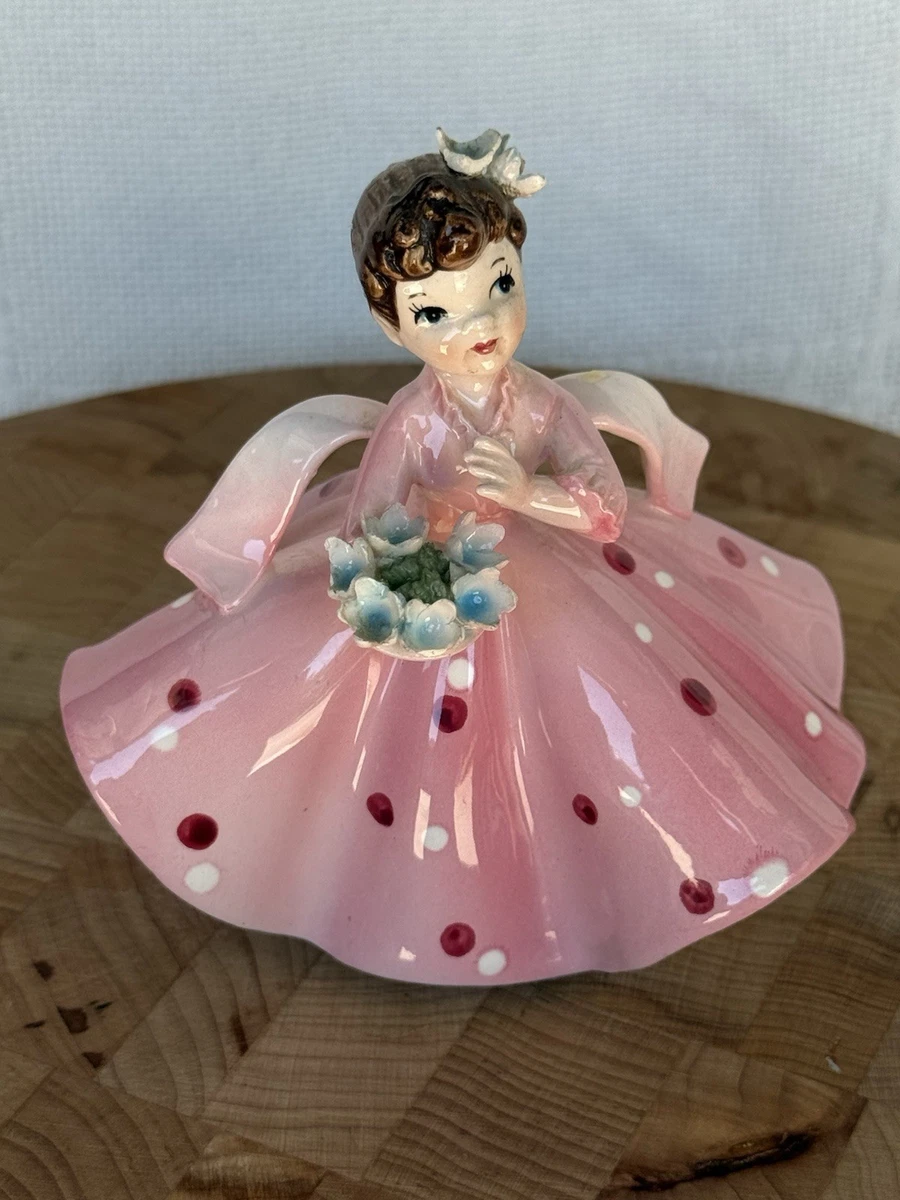 ピンク系陶器製少女像 Pink Ceramic Original Sculptures & Figurines Collectible 1950-1959