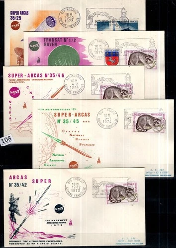 // FRANCE 1974 - 5 FDC - SPACE - ARCAS