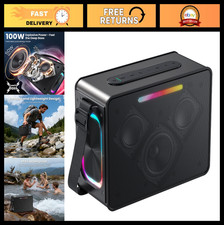 100W Peak Bluetooth Speaker - Waterproof Portable Boombox with LED Lights, Deep