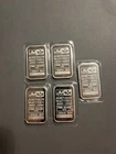 Five 1oz Johnson Matthey Silver Bars