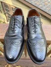 Allen Edmonds McClain Mens 10.5 D Blk Oxford Shoes Shortwing Wingtip
