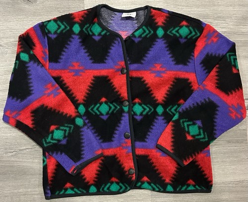 True Vintage 1980s David Wayne Southwestern patterned fleece cardigan