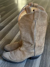 Tony Lama Vintage Gold Label Suede Western Cowboy Boots Mens 10 D USA