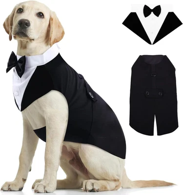 BESUCHE DEN KUOSER-STORE Kuoser Hunde Smoking & Bandana – Hochzeit, Party, Kostüm S–XXL