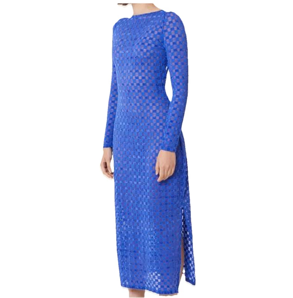 Vestido Midi FND ME NOW Deslumbrante Azul Ventana Malla "Harmony Backless" Talla S Nuevo sin Etiquetas Foto 2 de 4