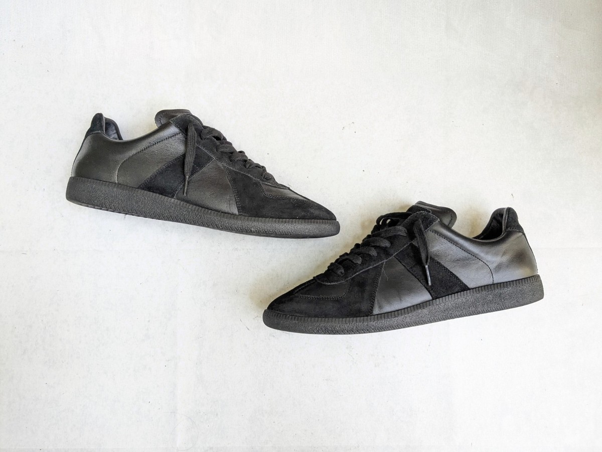 Maison Margiela GAT Black Men 12 45 Leather Suede Low Top Sneakers