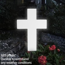 ɪSolar Powered LED Cross Lights Graveside Memorial Headstone Stake Garden Grave