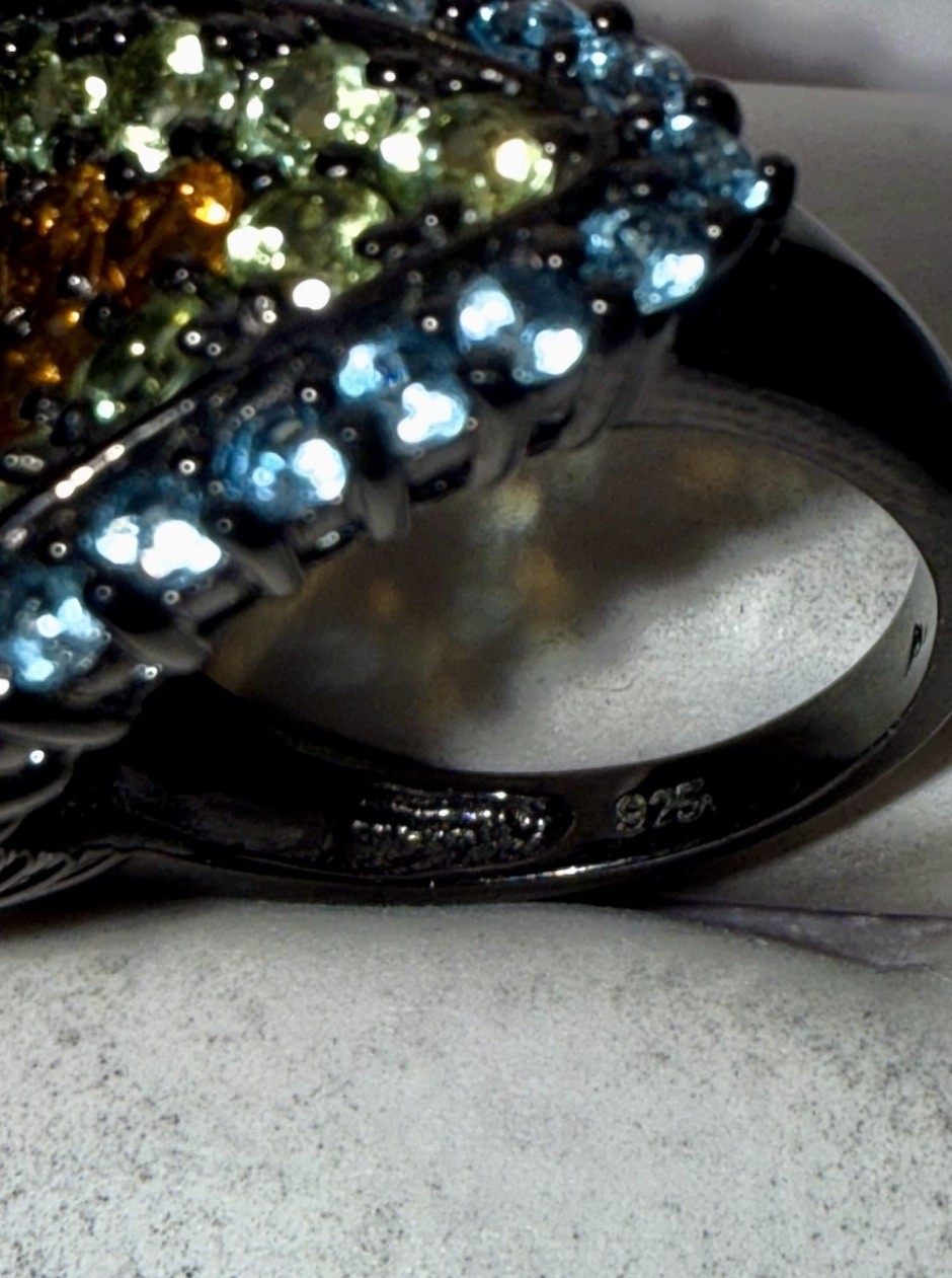 ESTATE Toned Solid Sterling Silver Round-Cut Mixe… - image 6