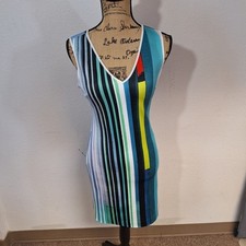 Clover Canyon Bodycon Striped Scuba Dress Sleeveless Multicolor Women's Size S