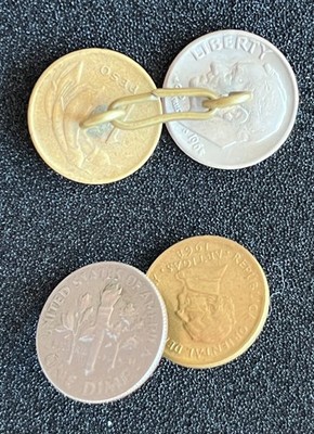 Manschettenknöpfe   US Cent - One Dime / Peso Uruguay