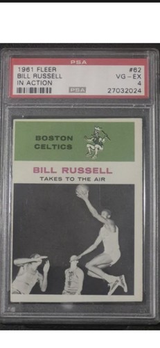 1961-62 Fleer - Bill Russell In Action #62  PSA 4