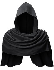 Adult Medieval Renaissance Hooded Cowl Multifunctional Scarf One Size, Black