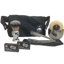 Men  s Wet Shaving Kit, Interchangeable Shaving Razor, Synthetic Badger Hairbr...