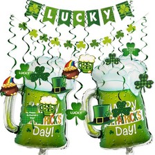 66 PCS St. Patrick's Day Decorations - Pre-Assembled Shamrock Banner, Hanging Sw
