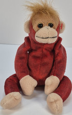 Red  Beige Monkey Plush Stuffed Animal Tan Face Hands Feet Soft Toy