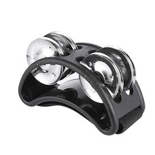 Foot Tambourine ABS Metal 4 Pair Jingle Bell Nylon Strap Black Foot Drum For MUF