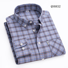 Mens Oxford Shirts Formal Business Long Sleeves Plaids Casual Dress Shirts Tops.