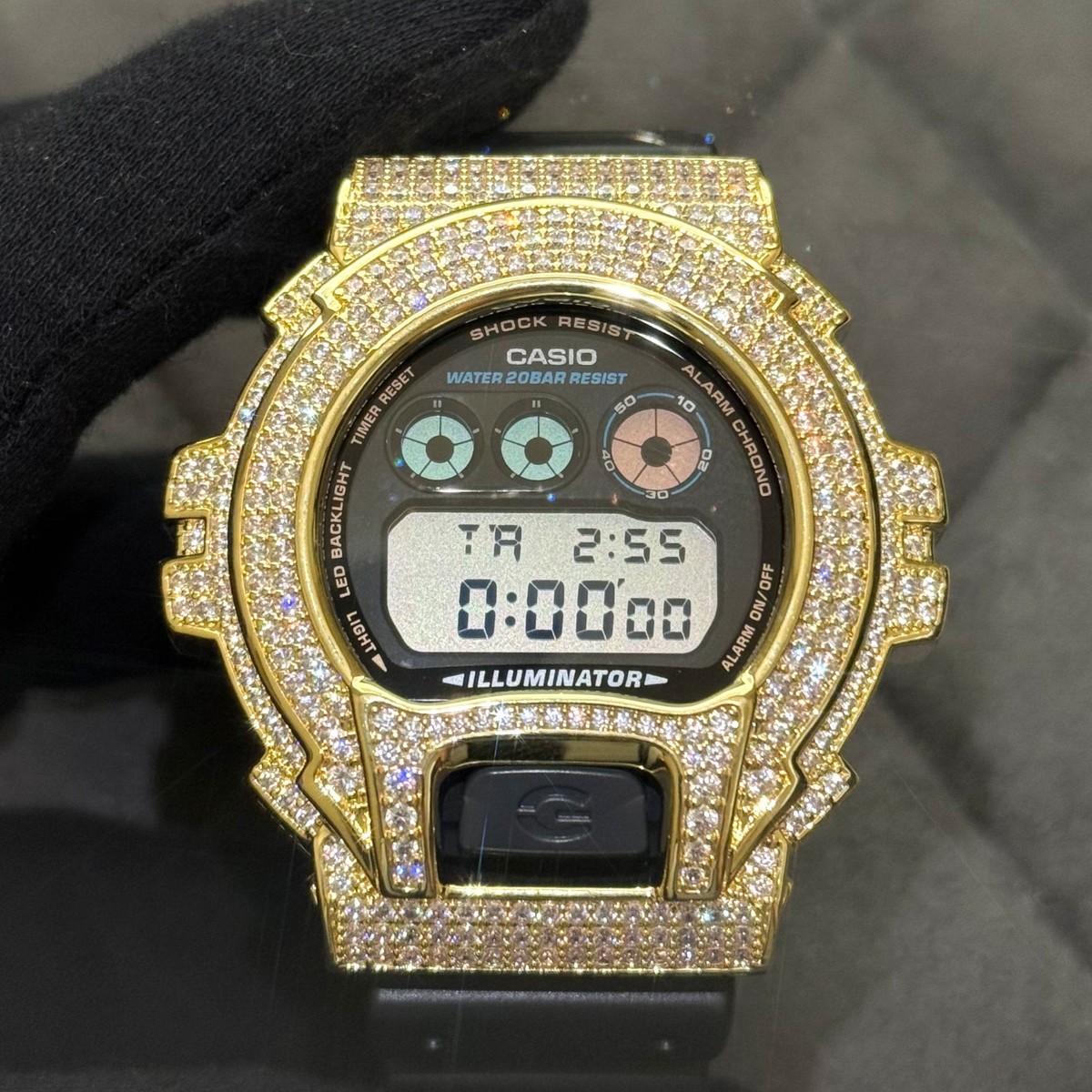 Gold Simulated Diamonds Iced Out Casio G Shock DW-6900 Authentic