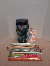 Vintage Large Lot Knitting Needles And Case