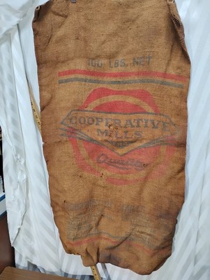 Vintage Cooperative Mills Seed Feed Burlap Bag 100 Pds Farm Seaford Del Richmond