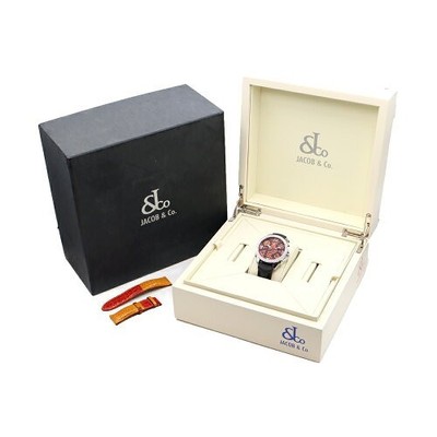 Jacob & Co. Five Time Zone A3465 Quarz Herrenarmbanduhr, Orange Zifferblatt