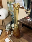 Olde Virginia Glass By Fenton Amber Glass Swung Vase 13 3/4”