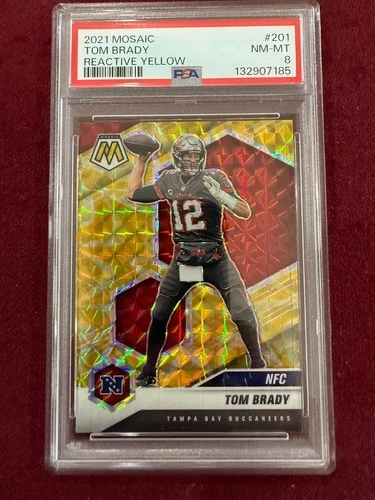 Tom Brady 2021 Mosaic Reactive Yellow Prizm PSA 8 NM-Mint