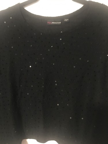 Miss Understood Top Girls Large Black Embellished Asymmetrical Hem Shirt - Picture 4 of 10