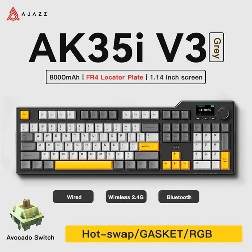 AJAZZ AK35I V3 MAX Tri-Mode Keyboard - Hot-Swappable, RGB, 8000mAh, Gasket Mount