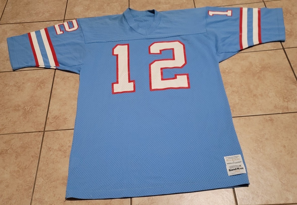Vintage Medalist Sand Knit Houston Oilers #12 Ken Stabler Jersey