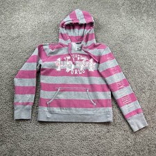 Disney Hoodie Girls Medium Pink Gray Rhinestones Walt Disney World Sweatshirt