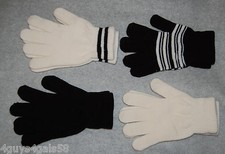 JR Womens Gloves FOUR PAIR LOT Black OFF WHITE Stripe WINTER Warm